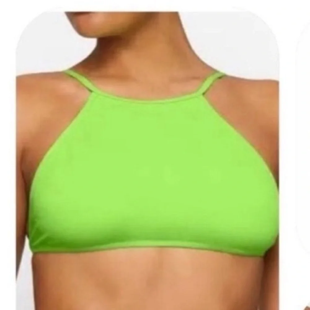 SKIMS Neon Green High Neck Bikini‎ Top